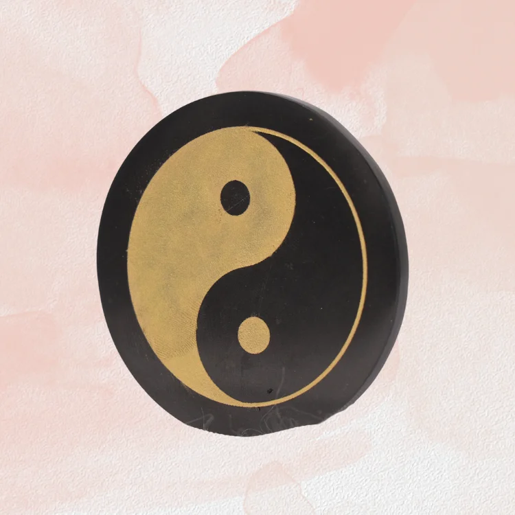 Black Tourmaline Disc with Ying Yang Engraved